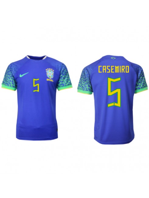 Brasilien Casemiro #5 Replika Borta Kläder VM 2022 Kortärmad